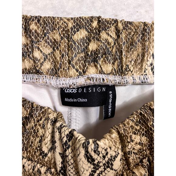 ASOS Faux Snake Leather Pants Womens Size 8/Medium High Waist Statement Trousers - Picture 3 of 6